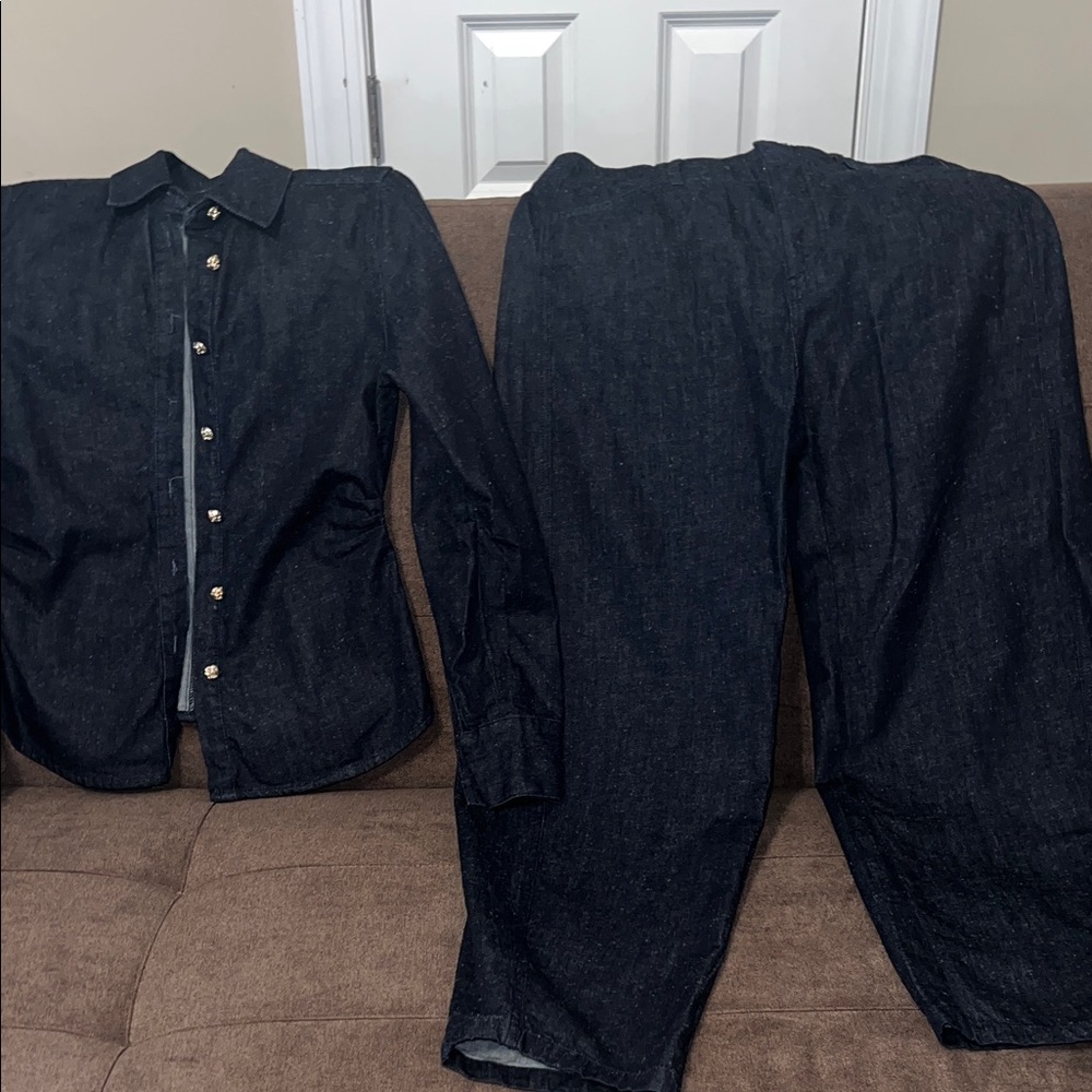 Zara Dark Denim Jacket and Pants Set